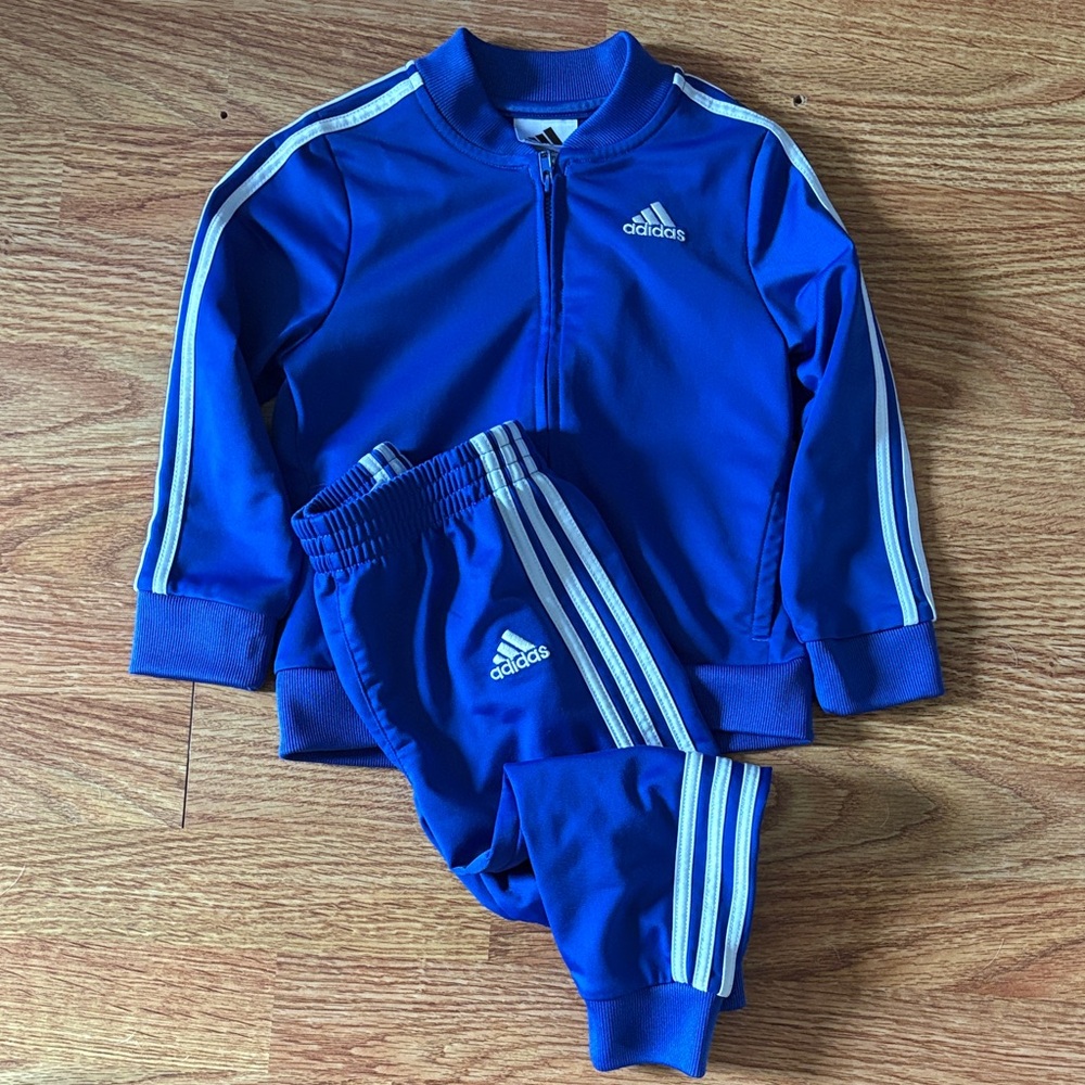 Kids adidas Blue Track Jacket and Pants Set